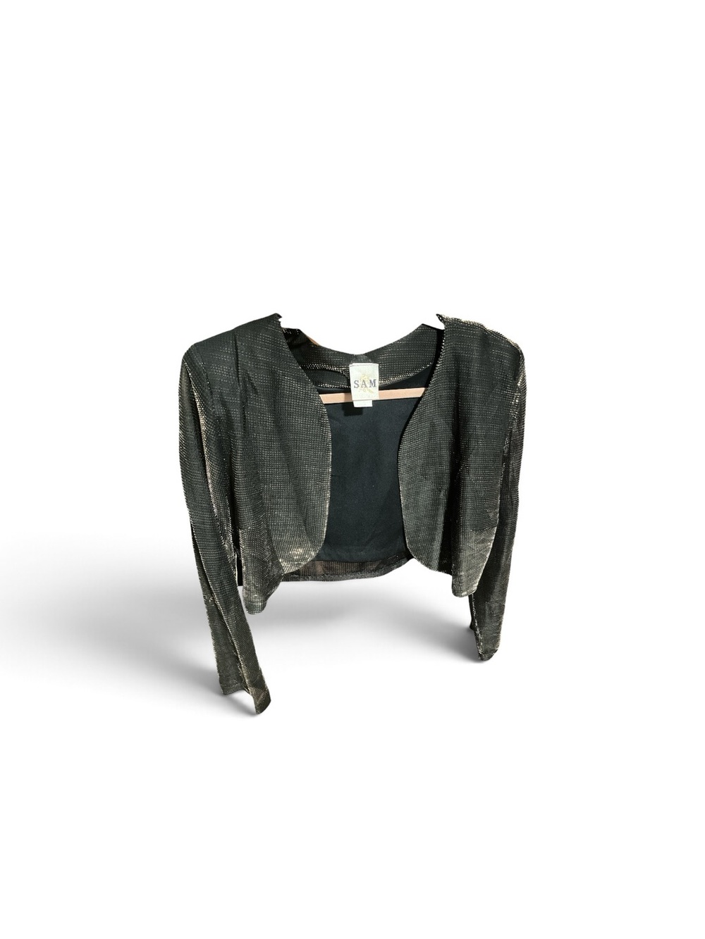 SAM - vtg black & gold metallic-shimmer cropped bolero  jacket